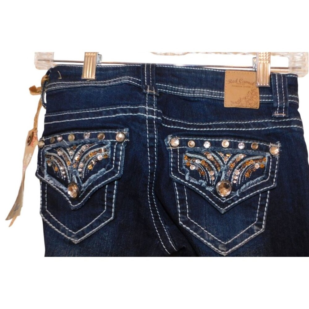 NWT Red Camel Junior Size 1 Dark Wash Jeans Embellished Pockets Low Rise AVA - Picture 5 of 5
